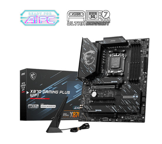 Milwaukee PC - MSI X870 GAMING PLUS WIFI- ATX, X870, AM5, AI, PCIe5.0, 4xDDR5, 3xM.2, 4xSATA,5G, Wi-Fi 7, BT5.4, USB4, HDMI   