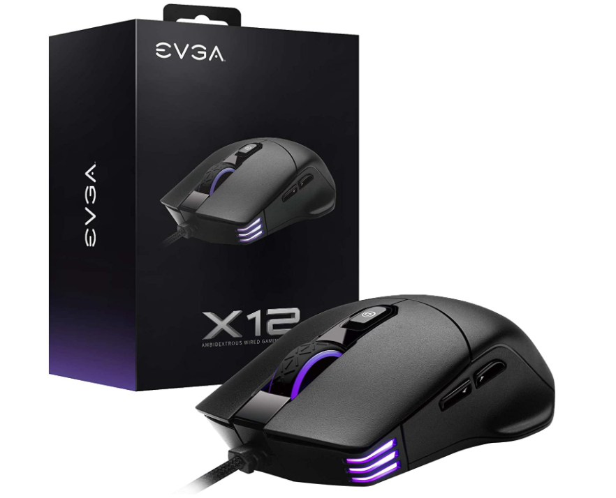 Milwaukee PC - EVGA X12 Gaming Mouse (Black) - Wired, 8 button, Ambidextrous, RGB