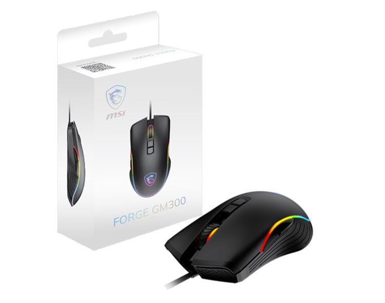 Milwaukee PC - MSI FORGE GM300 Gaming Mouse - Palm/Claw, 7,200dpi, 7 Buttons, Micro Switches, RGB