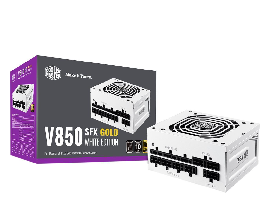 Milwaukee PC - Cooler Master V850 SFX Gold White Edition - Fully Modular, 80 Plus Gold, incl ATX bracket