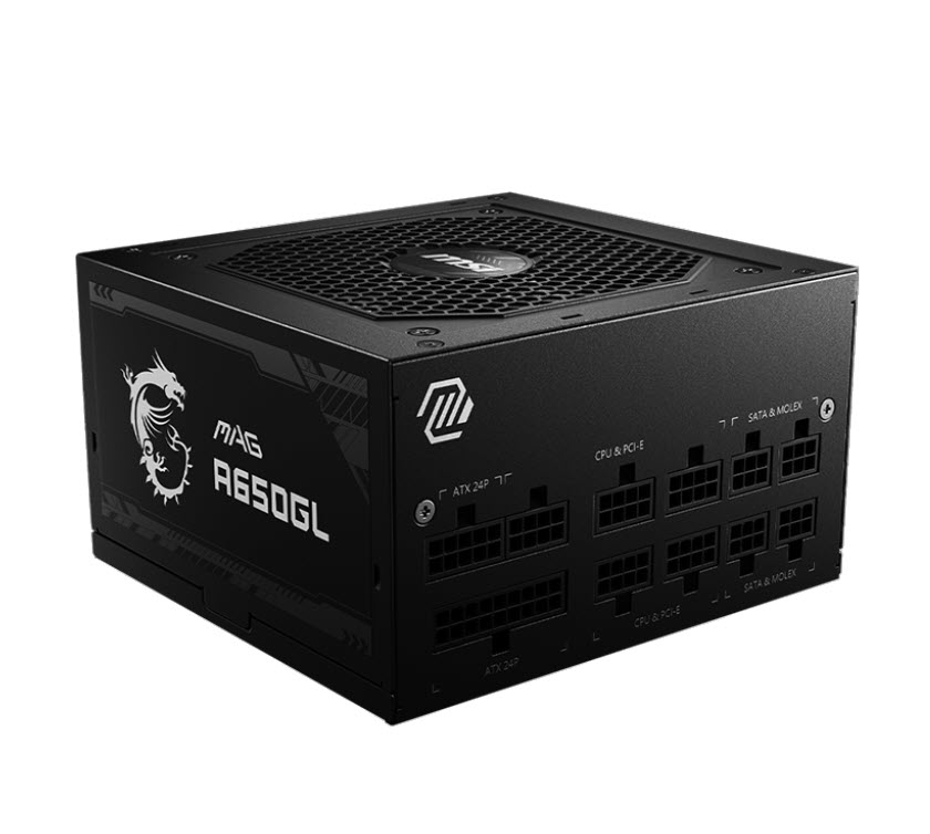 Milwaukee PC - MSI MAG A650GL -  650W, 80+ Gold, Fully Modular, Flat Cables