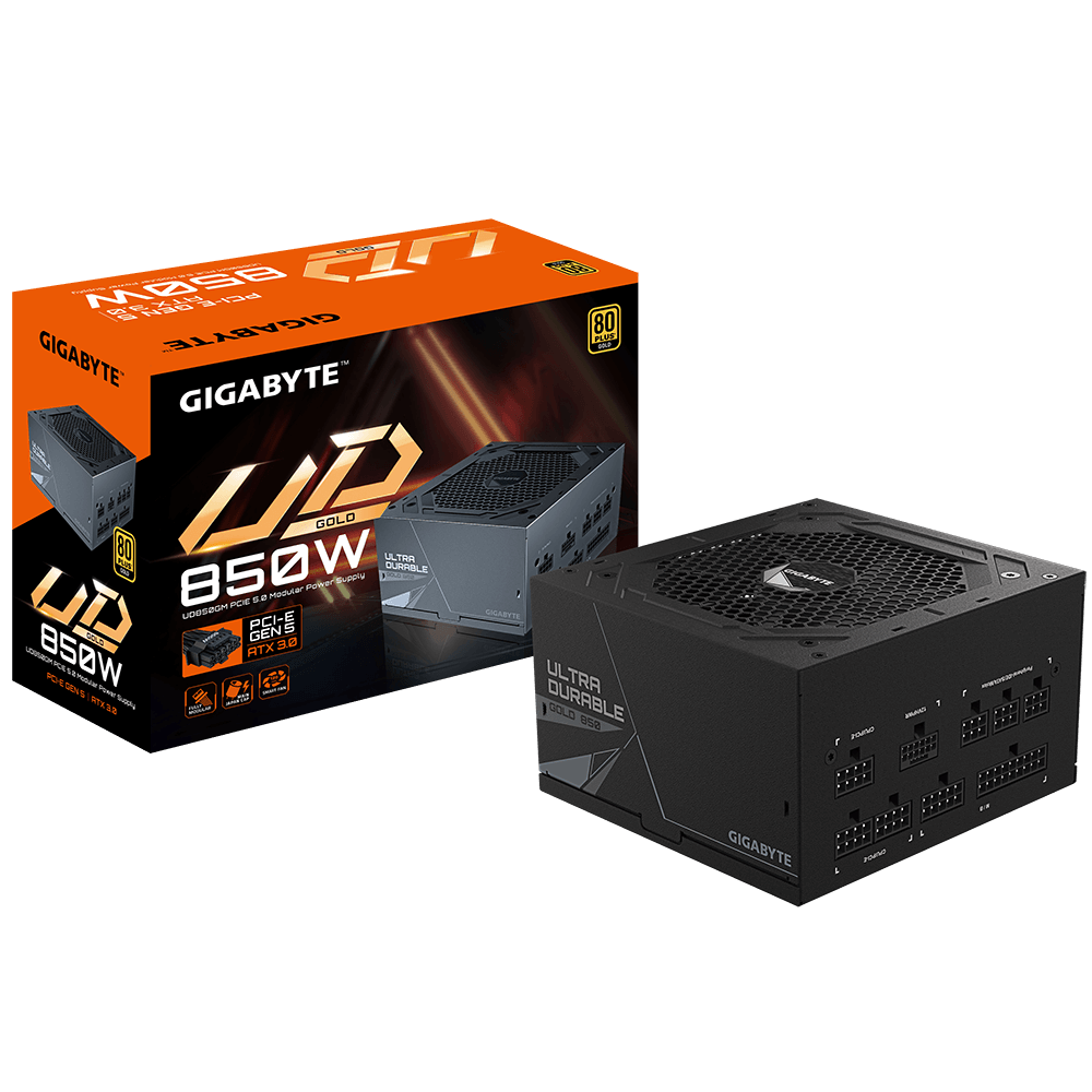 Milwaukee PC - Gigabyte GP UD850GM PG5 REV2.0 - 850W, ATX 12V v3.0, PCIe 5.0, PFC, 80+Gold, Fully Modular, Flat Cables  