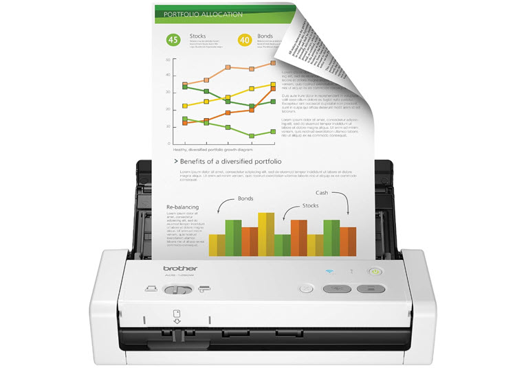 Milwaukee PC - Brother ADS-1250w Wireless Compact Desktop Scanner - WiFi, USB, Duplex Scanning, up to 25ppm B&W, Color 