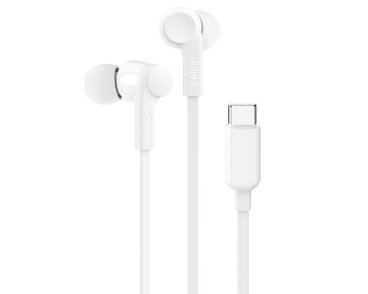 Milwaukee PC - Belkin SoundForm Wired Earbuds with USB-C Connector-  w/Mic, 3 Ear Tips, White