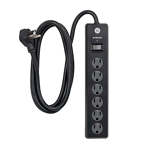 Milwaukee PC - GE 6 Outlet 6' Right Angle cord Surge Protector (Black) - 800 Joules