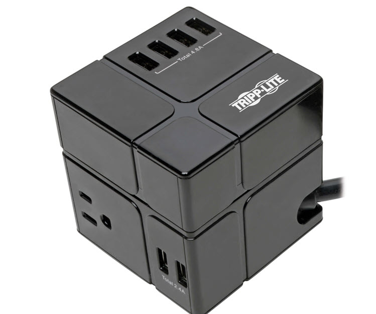 Milwaukee PC - Tripp Lite Safe-IT Cube Surge Protector 3-Outlet 5-15R 6 USB Charging Ports