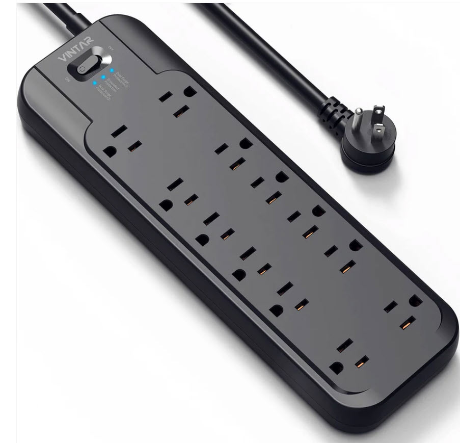 Milwaukee PC - VINTAR Power Strip Surge Protector 6ft Cord Black
