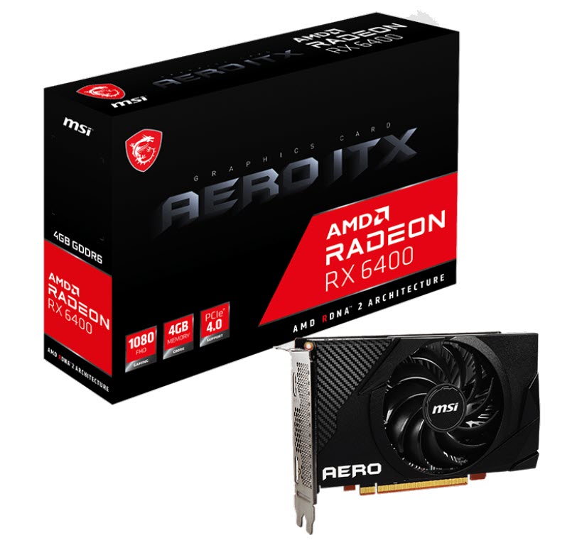 Milwaukee PC - MSI Radeon RX 6400 AERO ITX 4G - 1xDP(1.4a_ 1 x HDMI(2.1)