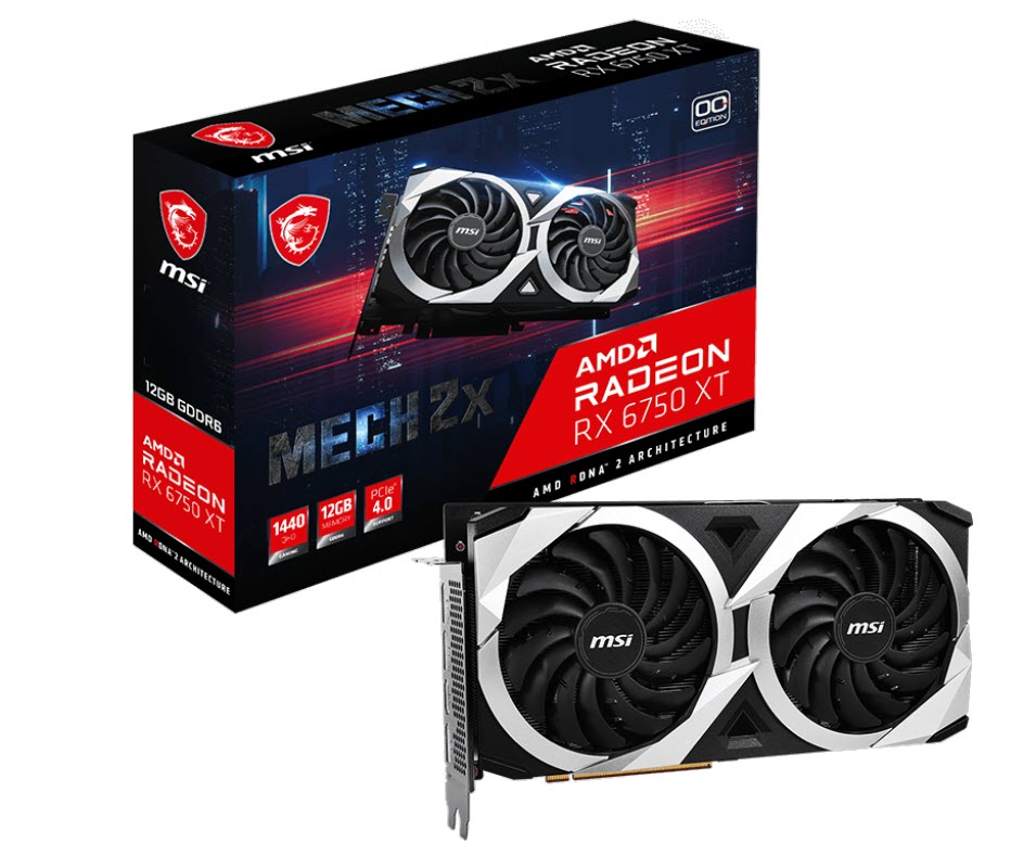 Milwaukee PC - MSI Radeon RX 6750 XT MECH 2X 12G OC - 1xDP, 1xHDMI
