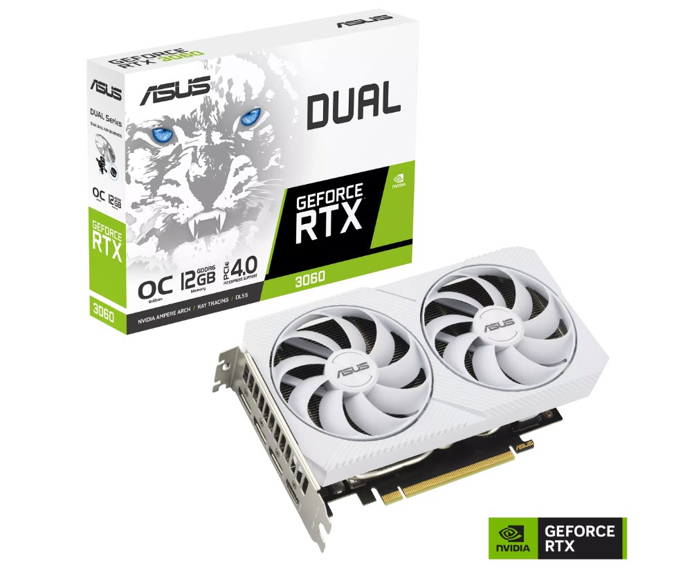 Milwaukee PC - ASUS Dual GeForce RTX 3060 White OC Edition 12GB GDDR6 - 1xHDMI, 3xDP 
