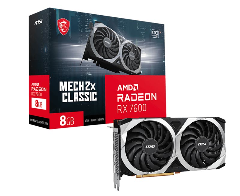 Milwaukee PC - RX 7600 MECH 2X CLASSIC 8G OC - 3xDP, 1xHDMI, FreeSync, HDCP