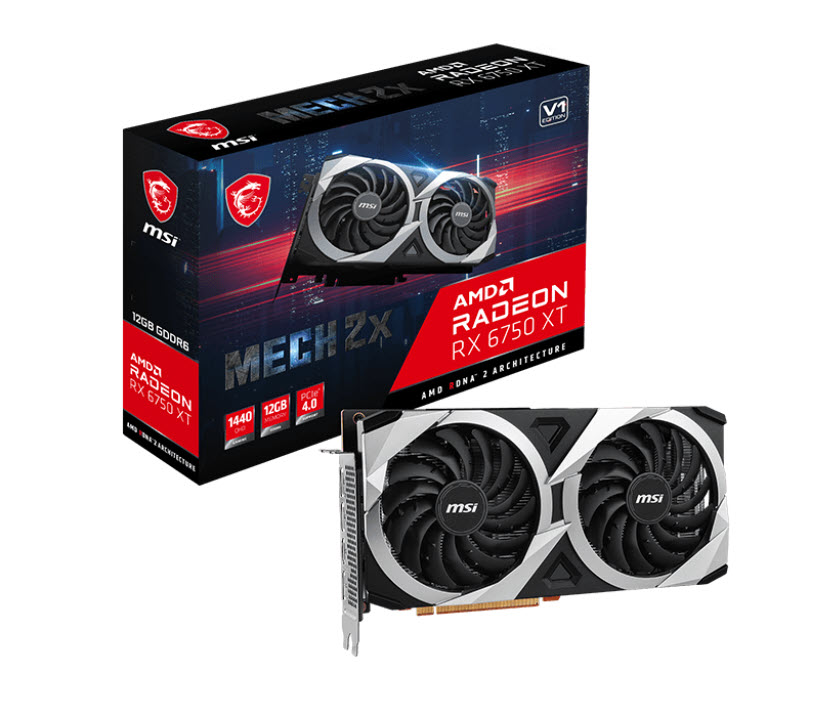 Milwaukee PC - Radeon RX 6750 XT MECH 2X 12G- PCIe 4.0, 3xDP, 1xHDMI