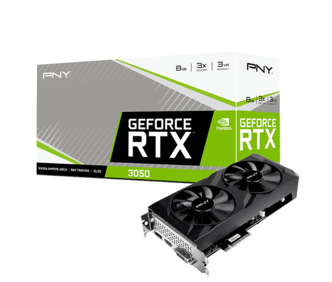 Milwaukee PC - PNYGeForce RTX 3050 8GB VERTO Dual Fan - PCI Express, DVI-D/HDMI/DP