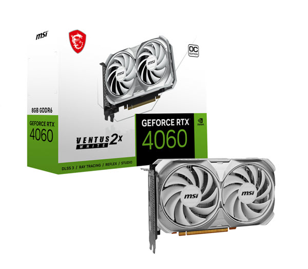 Milwaukee PC - MSI GeForce RTX™ 4060 VENTUS 2X WHITE 8G OC - PCIe 4.0, 3xDP, 1xHDMI, HDCP, G-Sync  