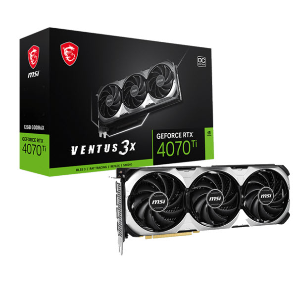 Milwaukee PC - MSI GeForce RTX™ 4070 Ti VENTUS 3X E 12G OC - PCIe 4.0, 3xDP, 1 xHDMI, HDCP, G-Sync 