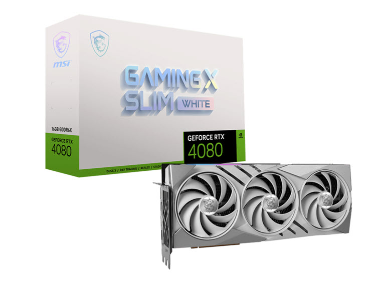Milwaukee PC - MSI GeForce RTX 4080 SUPER 16G GAMING X SLIM(White) -PCIe4.0,2.5 Slot,16GB GDDR6X, Ada,DLSS 3,HDCP,G-Sync,2xDP, 2xHDMI, RGB