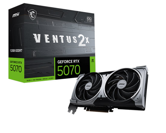 Milwaukee PC - MSI GeForce RTX 5070 12G VENTUS 2X OC - 3 Slot, PCIe5,  3xDP (v2.1b), 1xHDMI (2.1b) , SFF Ready