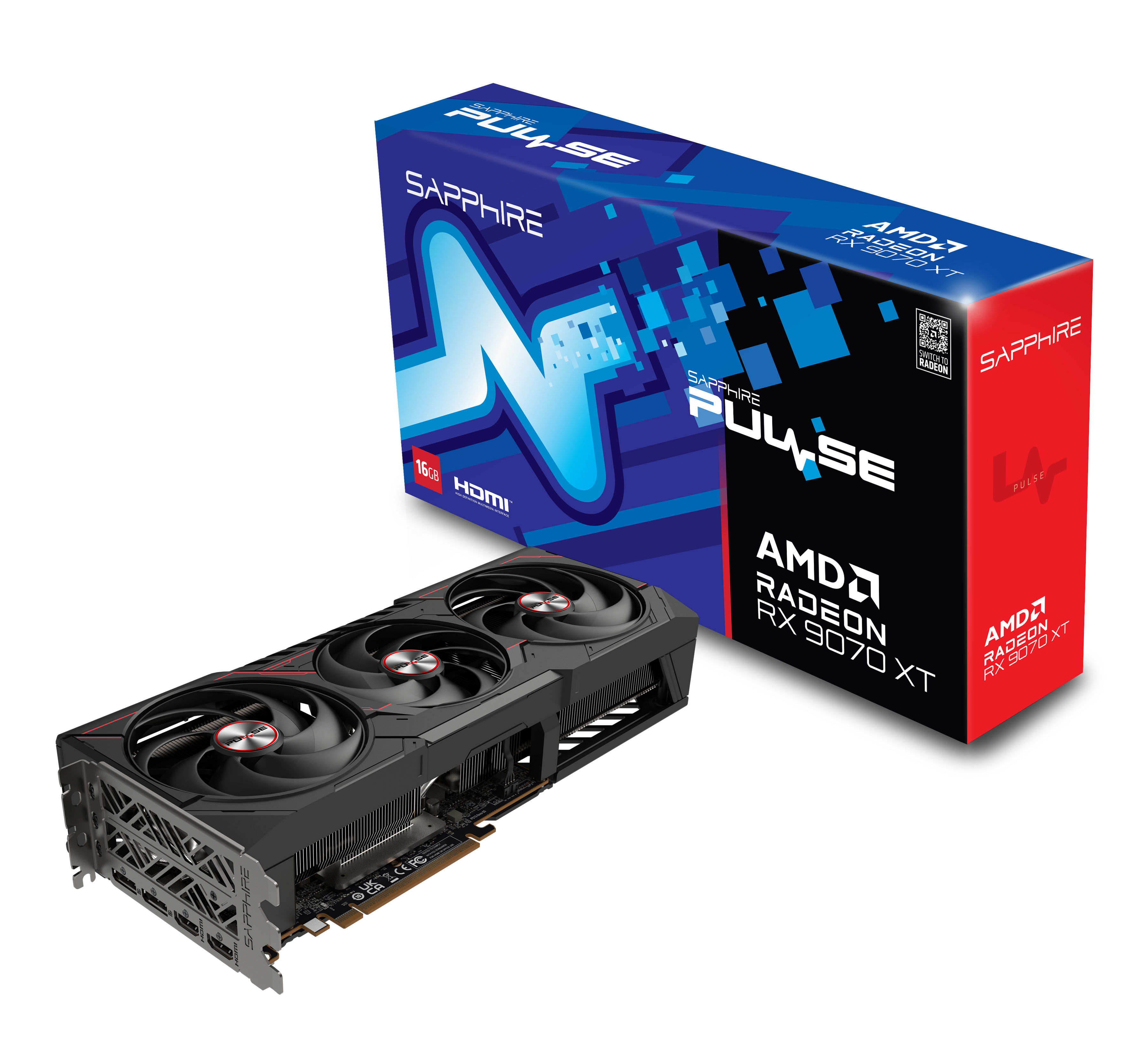 Milwaukee PC - Sapphire PULSE AMD Radeon RX 9070 XT - 3 Slot, PCIe 5.0, 2xHDMI, 2xDP 2.1a