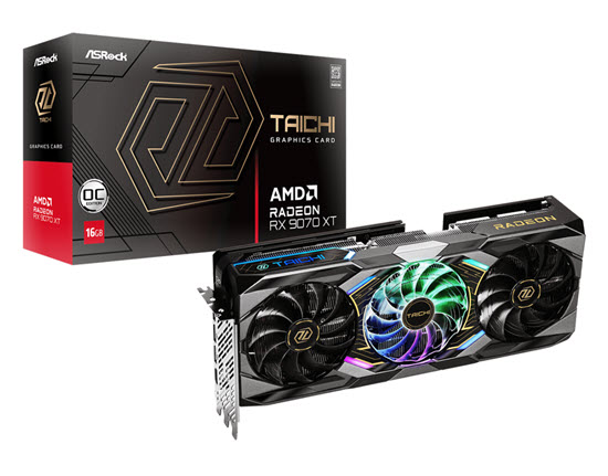 Milwaukee PC - ASRock AMD Radeon RX 9070 XT Taichi 16GB OC - 3 Slot, PCIe 5.0, 1x HDMI 2.1b, 3xDP 2.1b