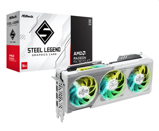 Milwaukee PC - ASRock AMD Radeon RX 9070 XT Steel Legend 16GB - 2.9 Slot, PCIe 5.0, 1x HDMI 2.1b, 3xDP 2.1b