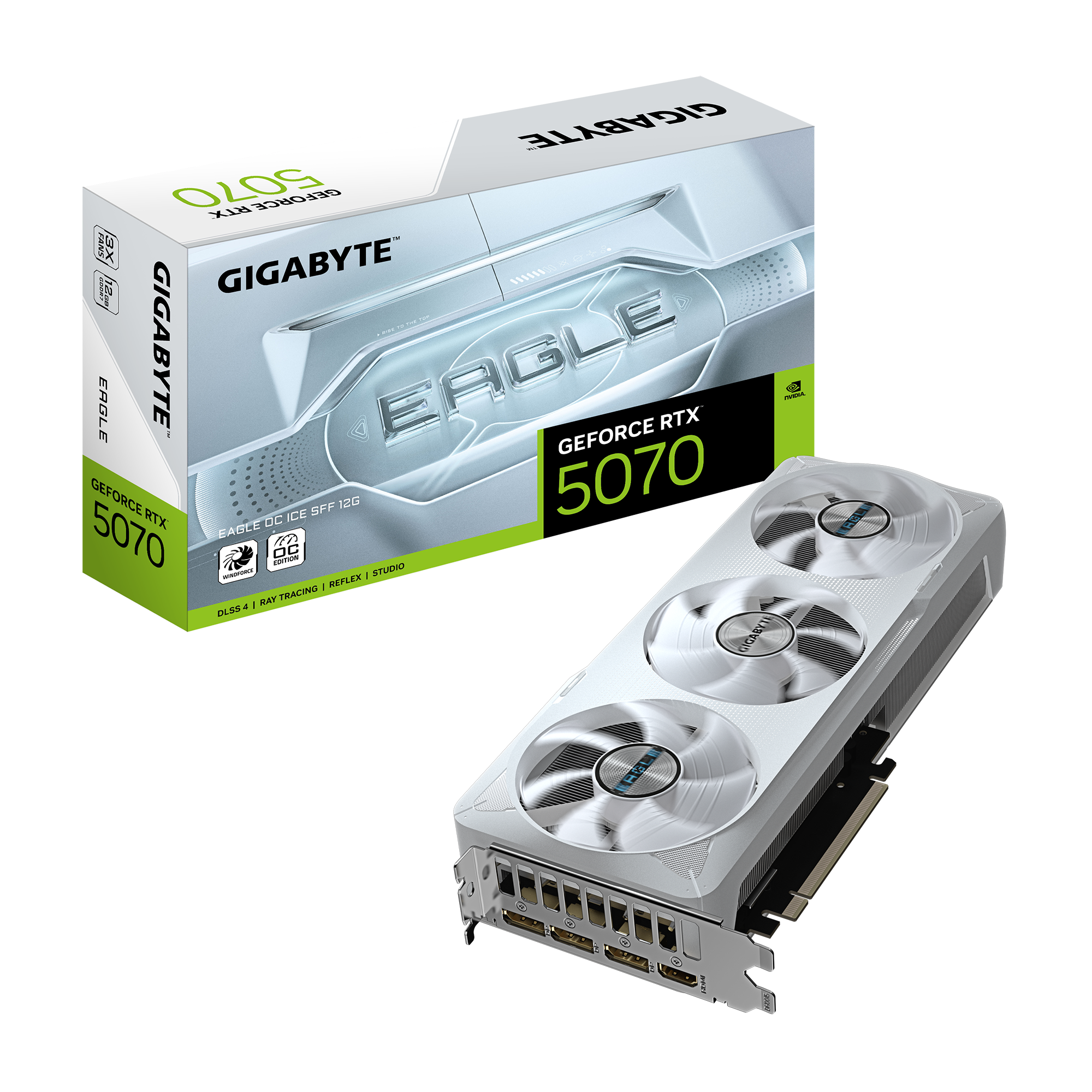 Milwaukee PC - Gigabyte GeForce RTX™ 5070 EAGLE OC ICE SFF 12G - 3 Slot, PCIe5, GDDR7, 3xDP 2.1b, 1 x HDMI 2.1b, RGB, SSF Ready 