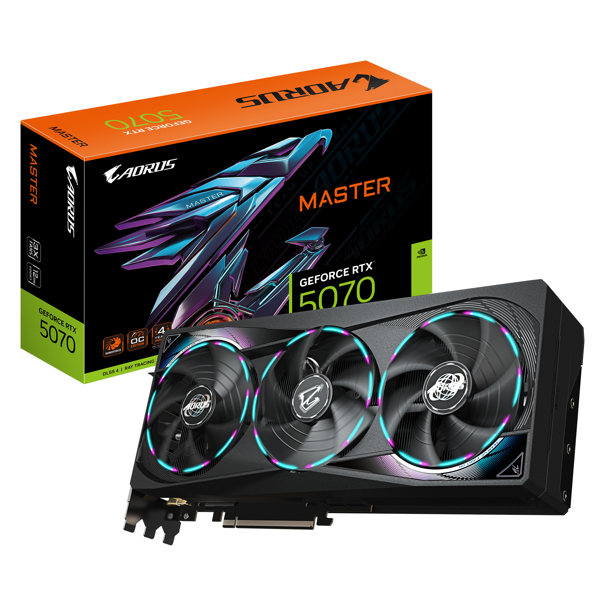 Milwaukee PC - Gigabyte AORUS GeForce RTX 5070 MASTER 12G - 3.2 Slot, PCIe5, GDDR7, 3xDP 2.1b, 1 x HDMI 2.1b, RGB 
