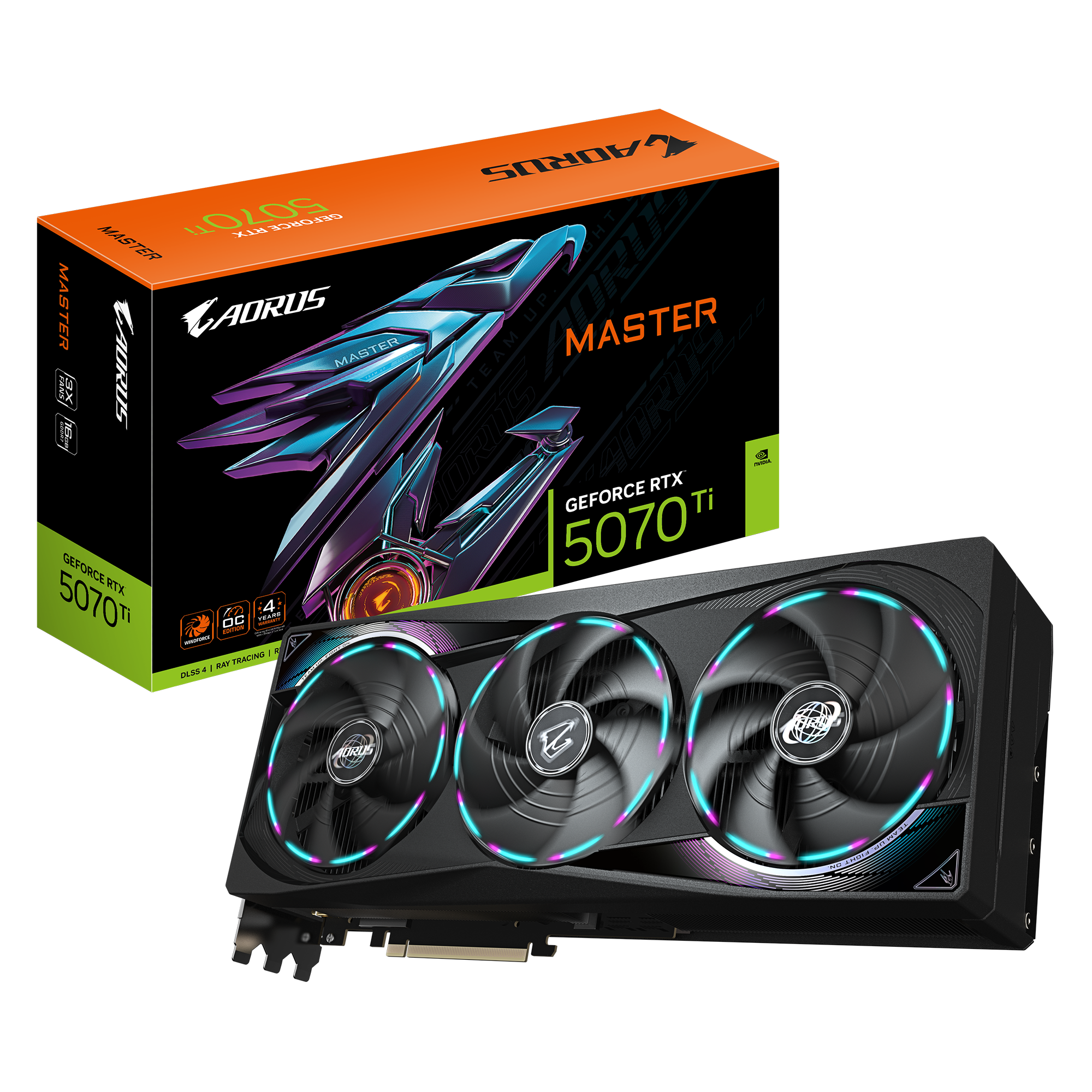 Milwaukee PC - Gigabyte AORUS GeForce RTX™ 5070 Ti MASTER 16G - 3.5, PCIe5, GDDR7, 3xDP 2.1b, 1 x HDMI 2.1b, RGB, LCD