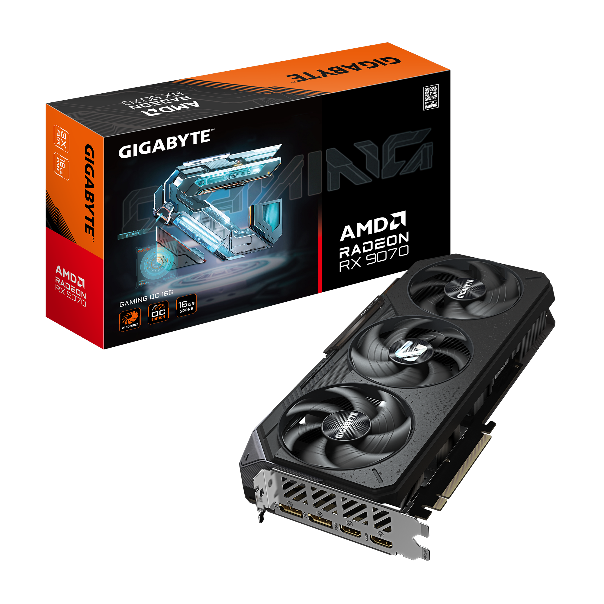 Milwaukee PC - Gigabyte Radeon RX 9070 GAMING OC 16G - 3 Slot, PCIe5, GDDR6, 2xDP 2.1a , 2x HDMI 2.1b, RGB