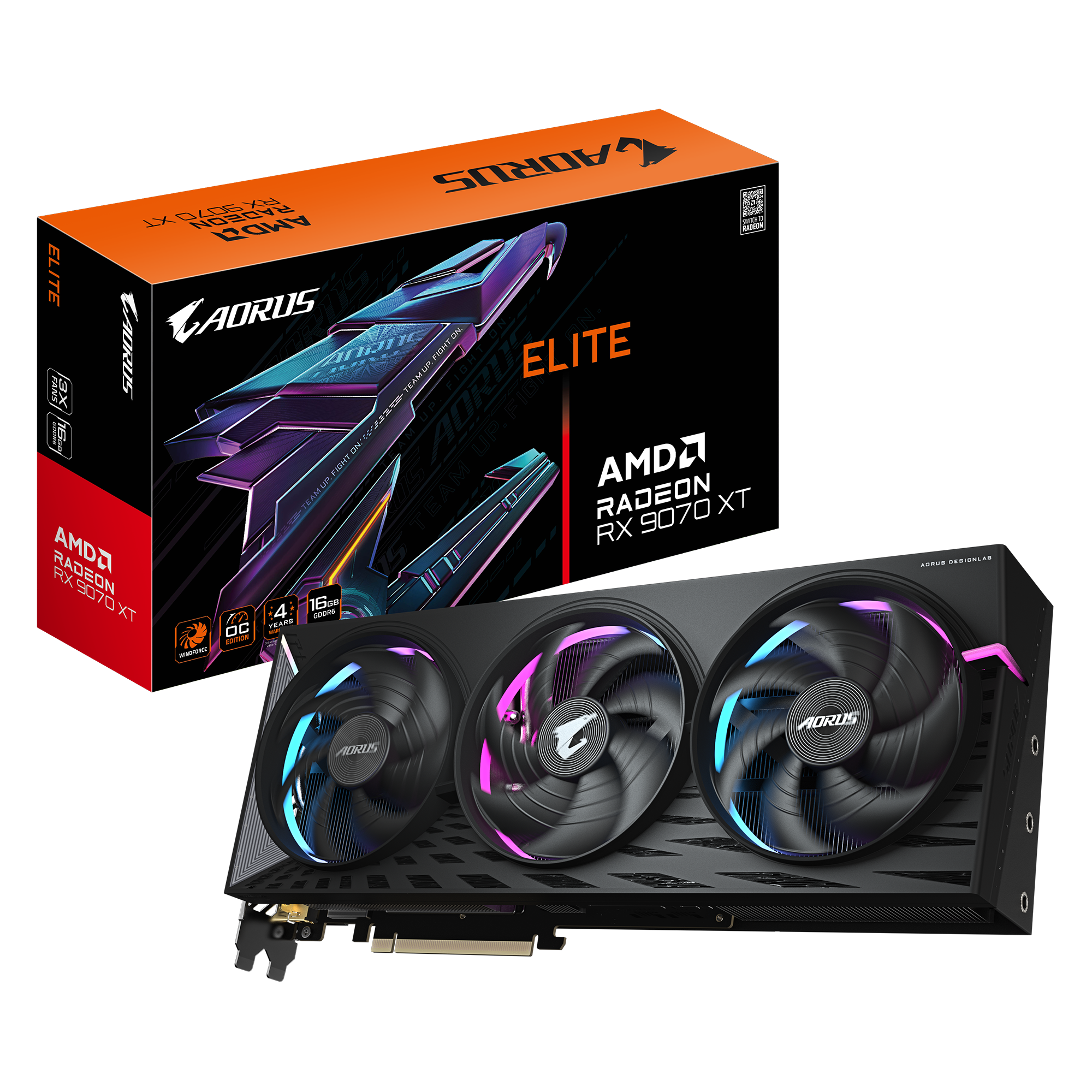 Milwaukee PC - Gigabyte AORUS Radeon™ RX 9070 XT ELITE 16G - 3 Slot, PCIe5, GDDR6, 2xDP 2.1a , 2x HDMI 2.1b, RGB 