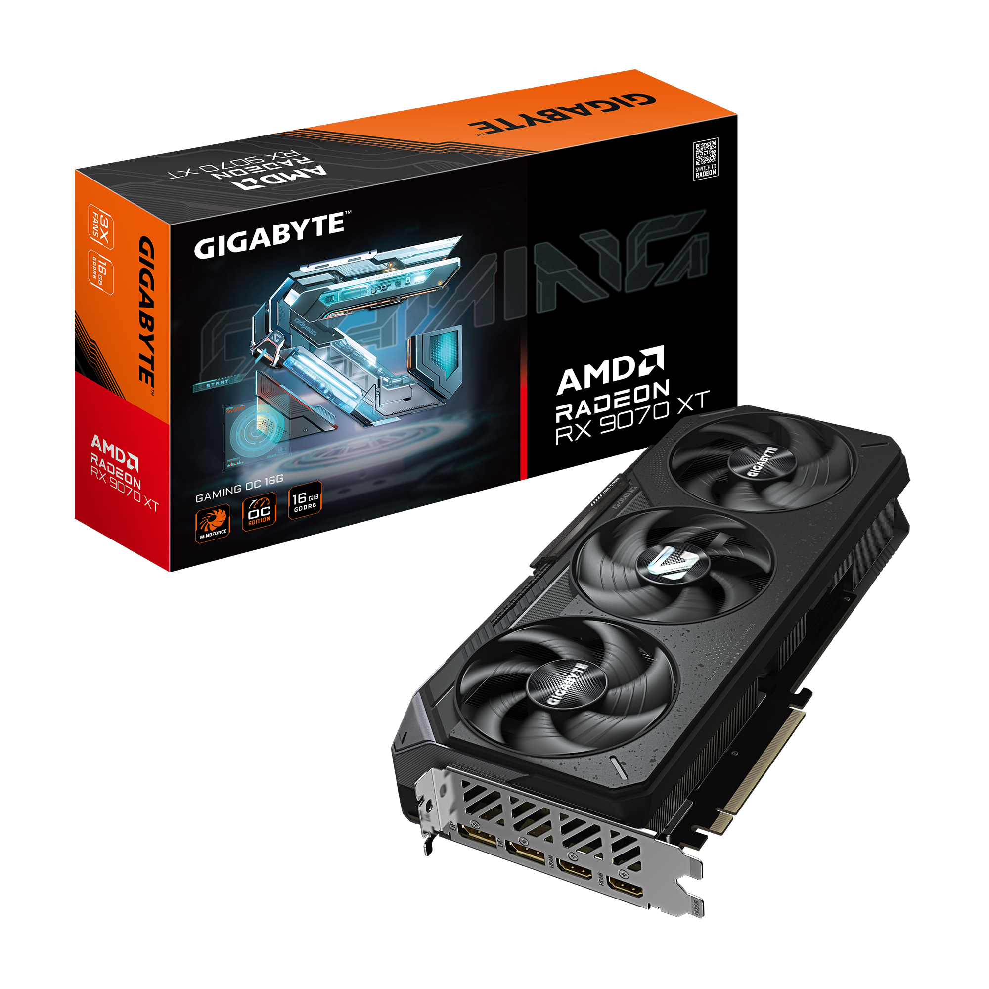 Milwaukee PC - Gigabyte Radeon RX 9070 XT GAMING OC 16G - 3 Slot, PCIe5, GDDR6, 2xDP 2.1a , 2x HDMI 2.1b, RGB 