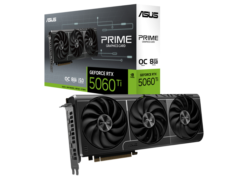 Milwaukee PC - ASUS PRIME GeForce RTX™ 5060 Ti 8GB GDDR7 OC - PCIe5, 2.5 Slot, SFF, 772 TOPs,1xHDMI, 3xDP