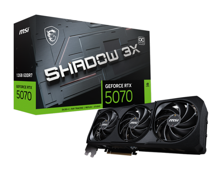 Milwaukee PC - MSI GeForce RTX 5070 12G SHADOW 3X OC - 12GB GDDR7,3 Slot, SFF, HDCP,G-SYNC, 3xDP, 1xHDMI