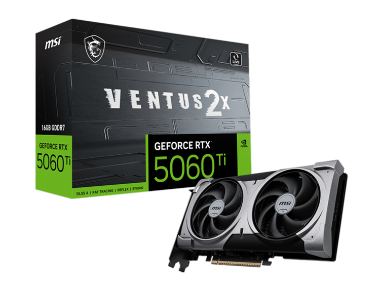 Milwaukee PC - MSI GeForce RTX 5060 Ti 16G VENTUS 2X PLUS 16GB GDDR7, 2.5 Slot, HDCP, G-SYNC, 3xDP, 1xHDMI