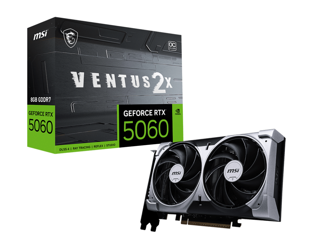 Milwaukee PC - MSI GeForce RTX 5060 8G VENTUS 2X OC - GDDR7, PCIe Gen5, 3xDP2.1b, 1xHDMI2.1b