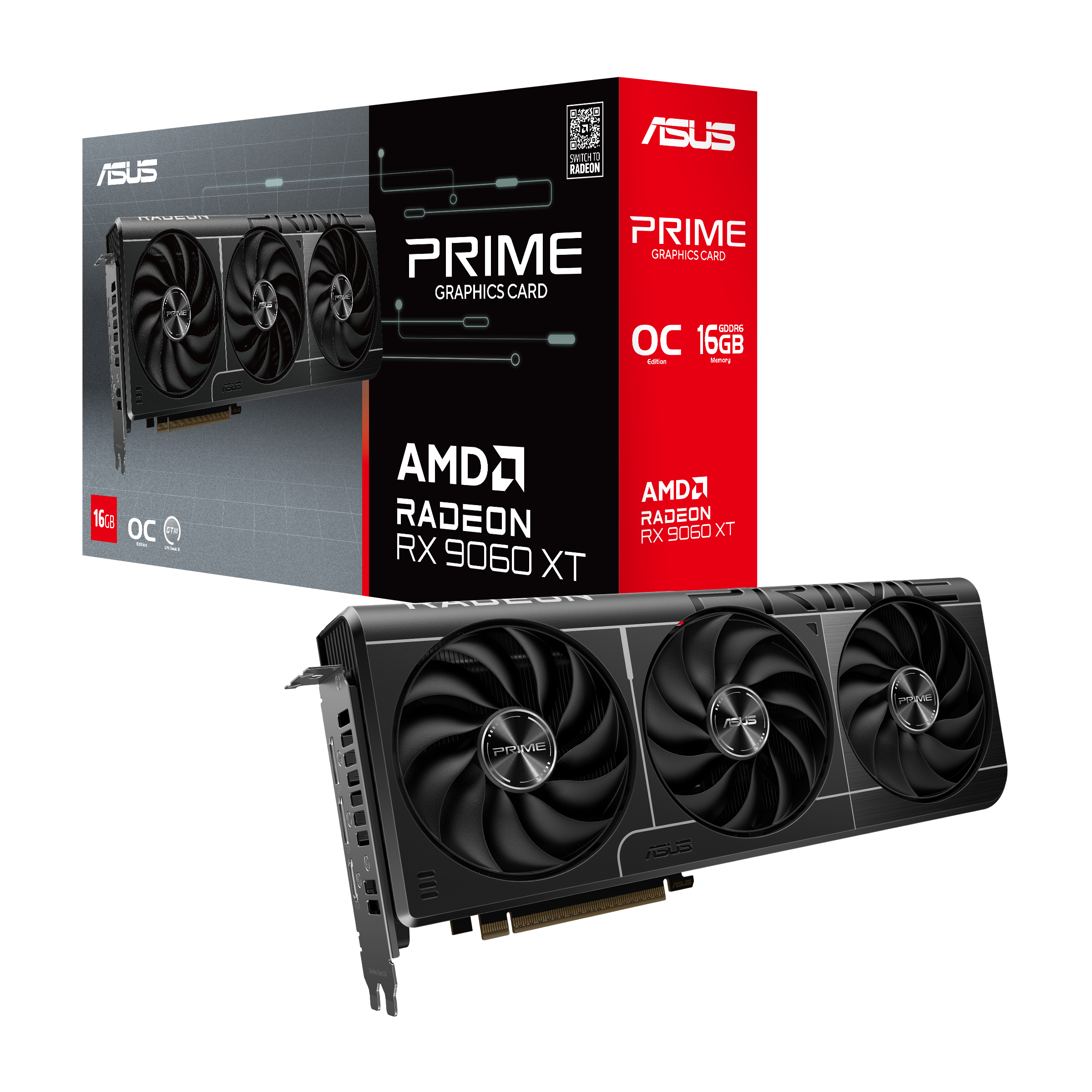 Milwaukee PC - ASUS Prime Radeon  RX 9060 XT O16G - PCIe Gen 5, 1xHDMI 2.1b, 2xDP2.1a