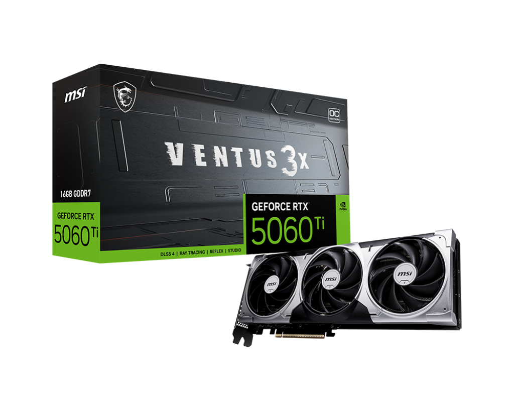 Milwaukee PC - MSI GeForce RTX 5060 Ti 16G VENTUS 3X OC - PCIe Gen 5, 3xDP v2.1b, 1xHDMI2.1b