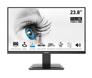 Milwaukee PC - MSI PRO MP243X - 23.8" FHD IPS, 100Hz, Anti-glare, 1xHDMI, 1xDP, 2xSpeakers, Adaptive Sync, Black