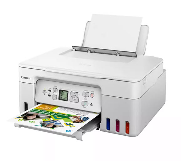 Milwaukee PC - Canon PIXMA G3270 Wireless MegaTank AIO Printer - P/S/C, up to 6/11ipm,  WiFi/USB, uses GI-21 PGBK/GI-21, White