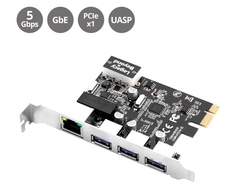 Milwaukee PC - USB 3.0 3-Port Hub with LAN PCIe Host Card