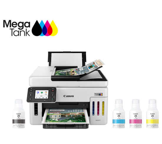 Milwaukee PC - Canon MegaTank GX6120 Color AIO InkJet Printer - Dup, P/S/C, 40 ppm, Wi-Fi, LAN, USB, Uses GI-26