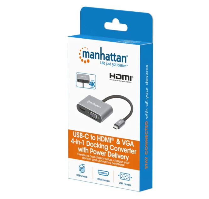 Milwaukee PC - USB-C to HDMI & VGA 4-in-1 Docking Converter with Power Delivery