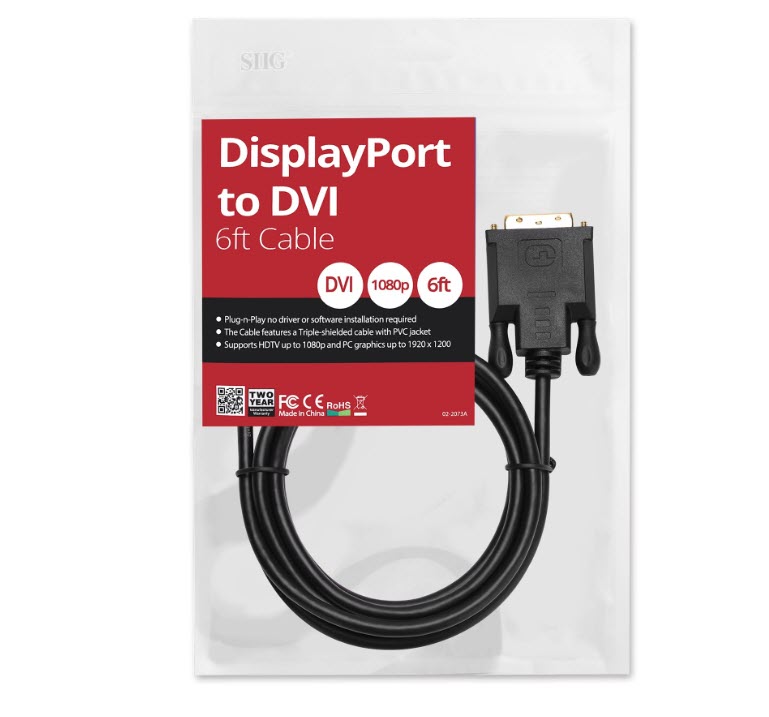 Milwaukee PC - DisplayPort to DVI 6ft Cable