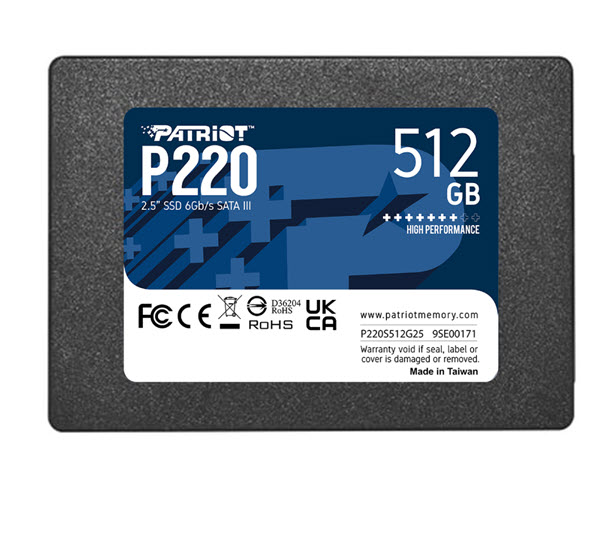 Milwaukee PC - Patriot P220 SATA 3 512GB  Internal SSD - Read/ 550MB/sWrite/ 500MB/s