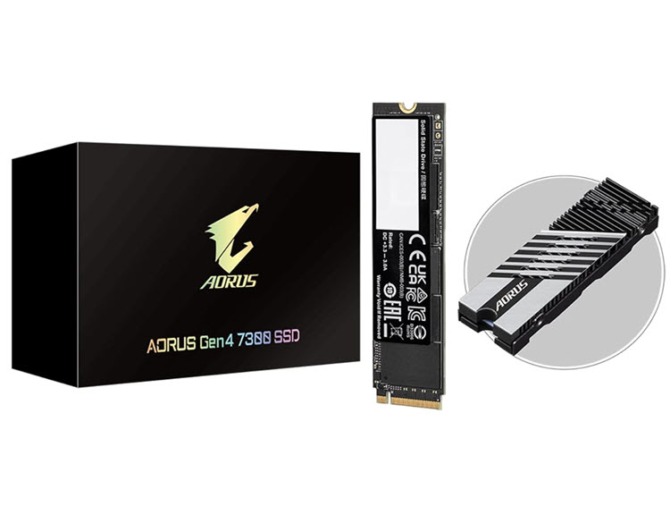 Milwaukee PC - Gigabyte AORUS Gen4 7300 1TB SSD - NVMe 1.4, M.2 2280, PCIe4.0, 1GB Cache, R/W 7300MB/s-6000MB/s, w/HS