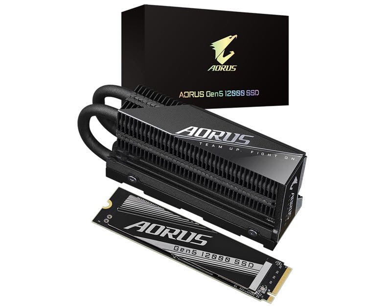 Milwaukee PC - Gigabyte AORUS Gen5 12000 1 TB SSD - NVMe 2.0, M.2 2280, PCIe5.0,  2GB Cache, R/W 11,700MB/s-9,500MB/s, w/HS