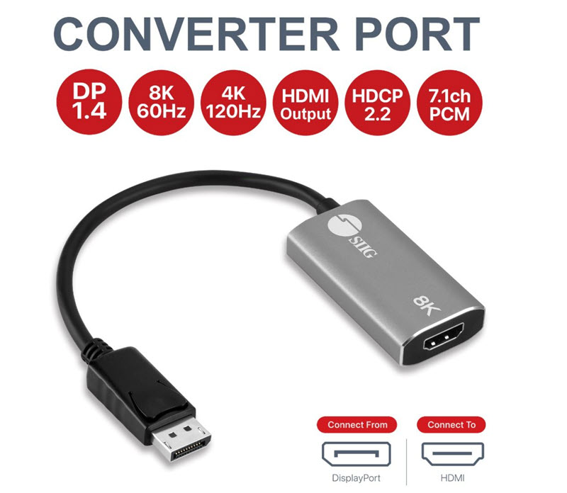 Milwaukee PC - SIIG DisplayPort 1.4 to HDMI Adapter - 8K