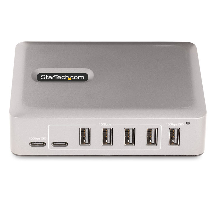 Milwaukee PC - 7-Port USB-C Hub - 5x USB-A + 2x USB-C - Self-Powered w/65W Power Supply - USB 3.1 10Gbps - Desktop/Laptop USB Hub 