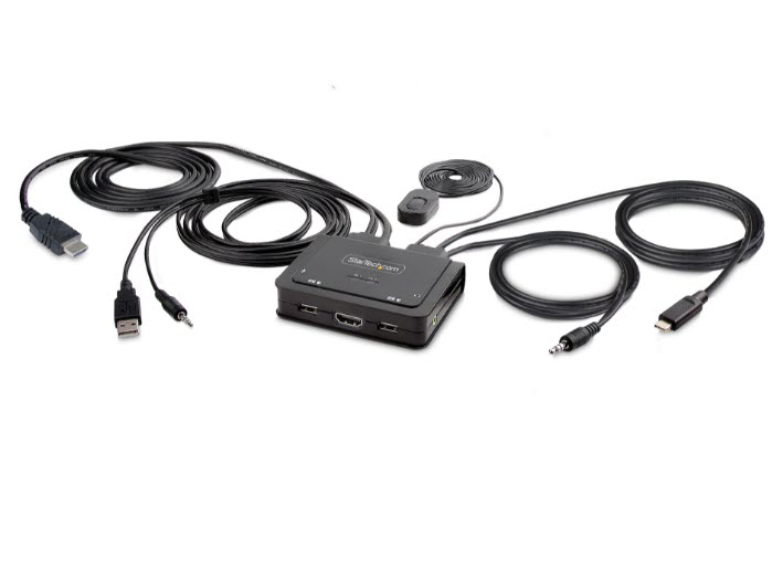 Milwaukee PC - 2-Port Hybrid USB-C HDMI Cable KVM Switch, 4K 60Hz, Compact KVM