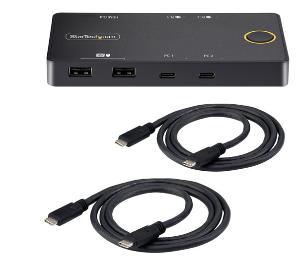 Milwaukee PC - StarTech 2-Port USB-C KVM Switch, Single-4K 60Hz HDMI Monitor, Dual-100W PowerDeliveryPass-through Ports, USB Type-C/USB4/TB4