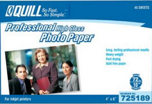 Milwaukee PC - Quill Brand Premium Photo Paper for Inkjet Printers; 4x6"; High Gloss, 40 Sheets Per Pack